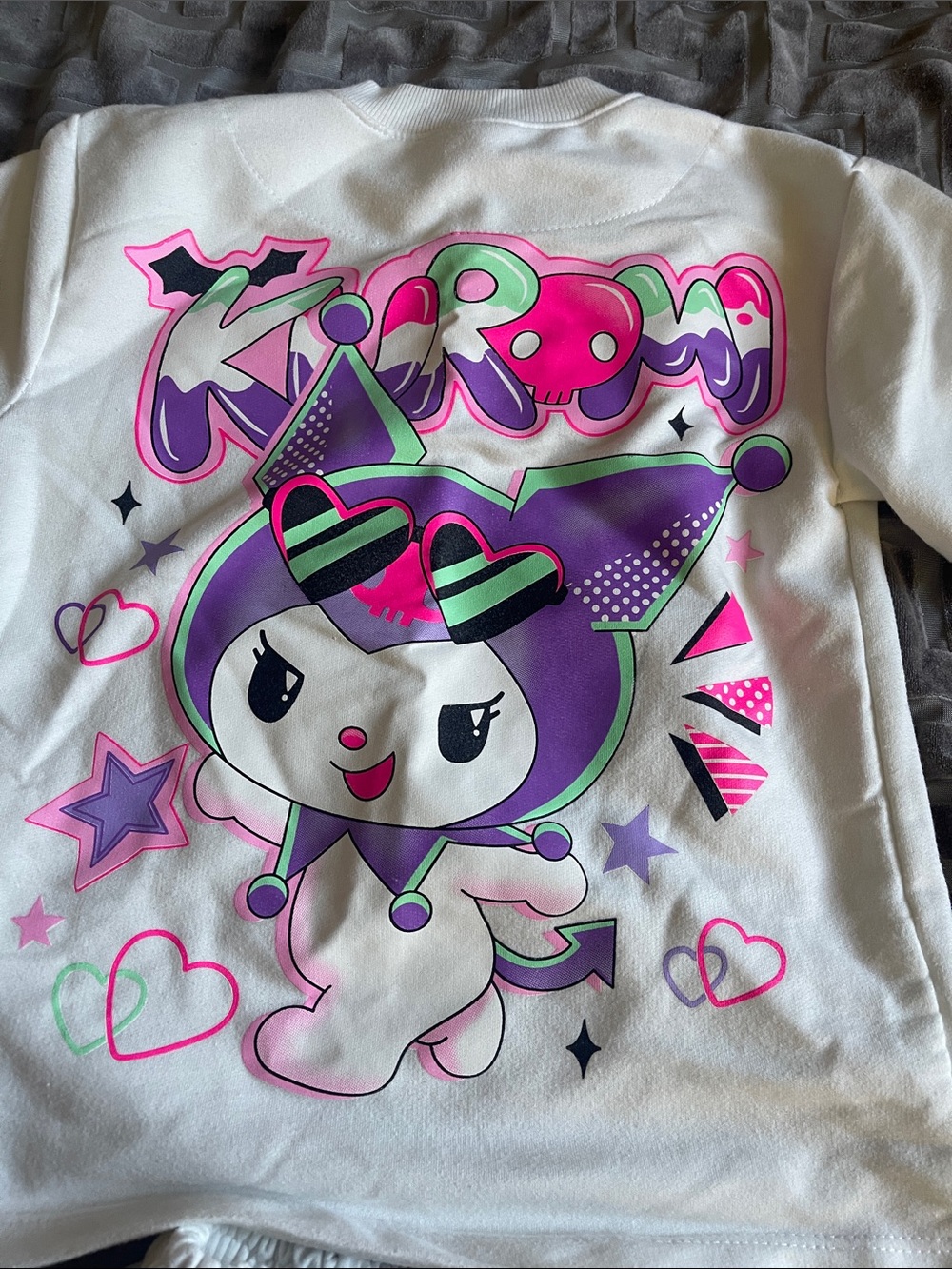 Two piece KUROMI sweater Set with Purple & Pink Character Print